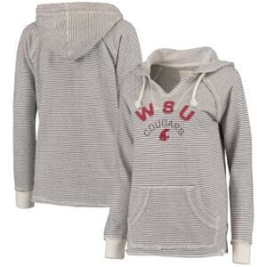 NWT BLUE 84 WA State Univ Stripped French Terry V Neck Hood Cream Size M